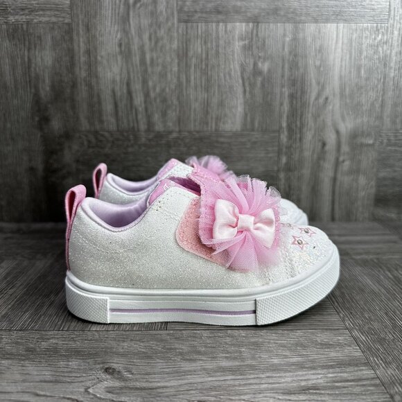 Skechers Twinkle Toddler size 10 White Pink Double Strap Shoes - Picture 1 of 8